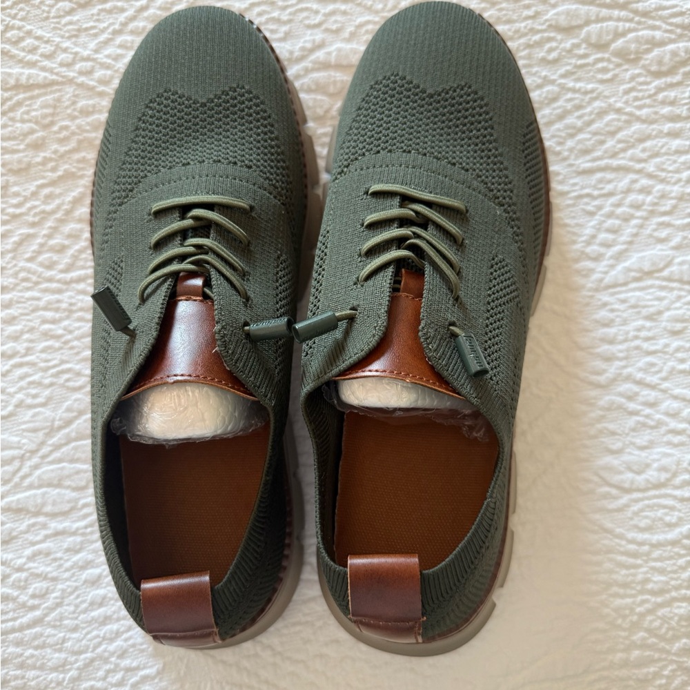 Elegant Olive Knit Oxford Shoes